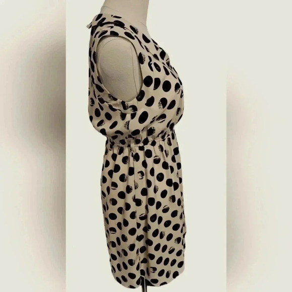 Umgee Black Tan Polka Dot Sleeveless Midi Dress Small - Picture 3 of 8